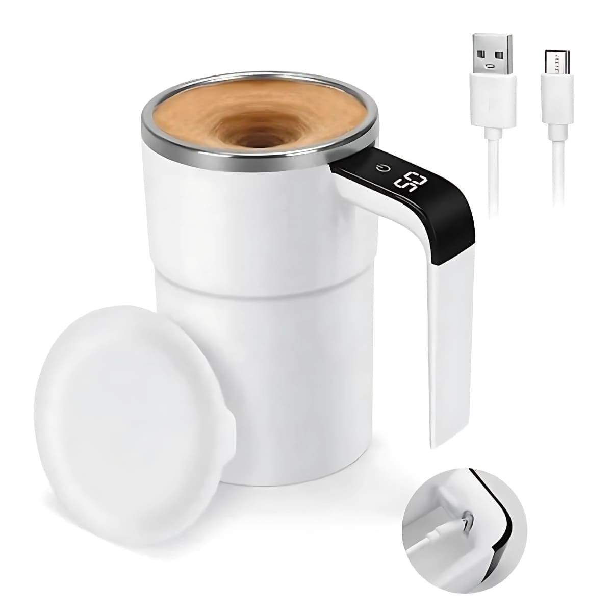Taza Mezcladora Térmica Recargable Blanco