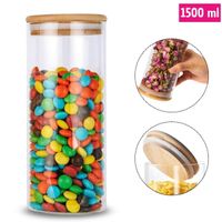 Frasco de Borosilicato Hermético Con Tapa De Bambú 1500 ml