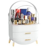 Organizador De Maquillaje Porta Cosméticos Con Asa y Cajón Blanco