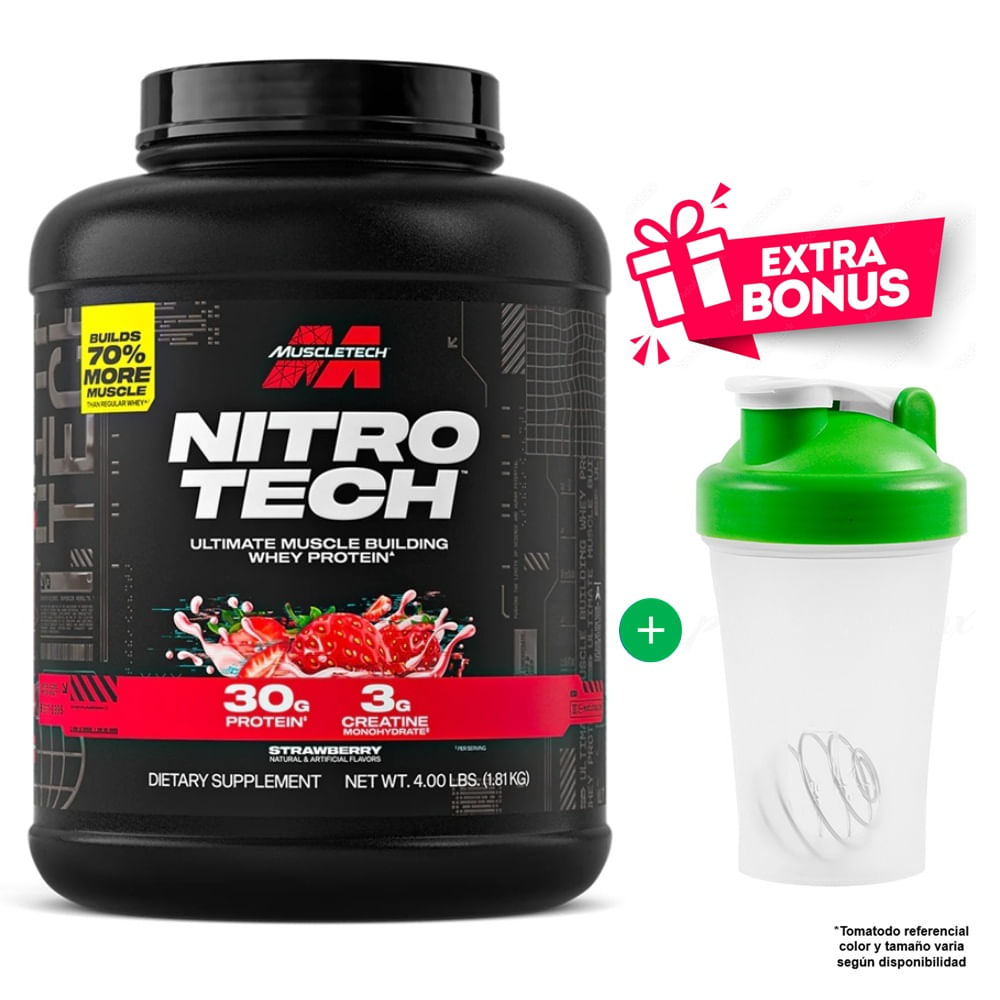 NITRO TECH MUSCLETECH WHEY PROTEIN 4 LBS STRAWBERRY