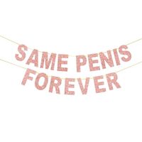 Cadeneta banderines banner divertido rosa escarchado para despedida de soltera same penis forever