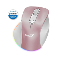 Mouse Genius ergo 9000S PRO dual recargable wireless/BT 6 botones silent - COLOR ROSADO