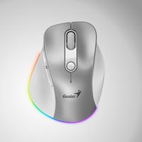 Mouse Genius ergo 9000S PRO dual recargable wireless/BT 6 botones silent - Color Silver