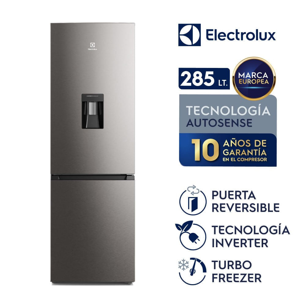 ERBA29V2HVG Refrigerador No Frost Bottom Freezer Electrolux Inverter+Inteligencia Artificial 285 Litros Gris