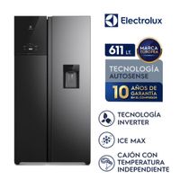 Refrigeradora Electrolux Frost Free Inverter 611L Efficient con AutoSense Side by Side Black (ERS65F2P5BB)