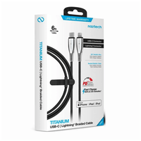 Cable de titanio Naztech USB-C to Lightning (Negro)