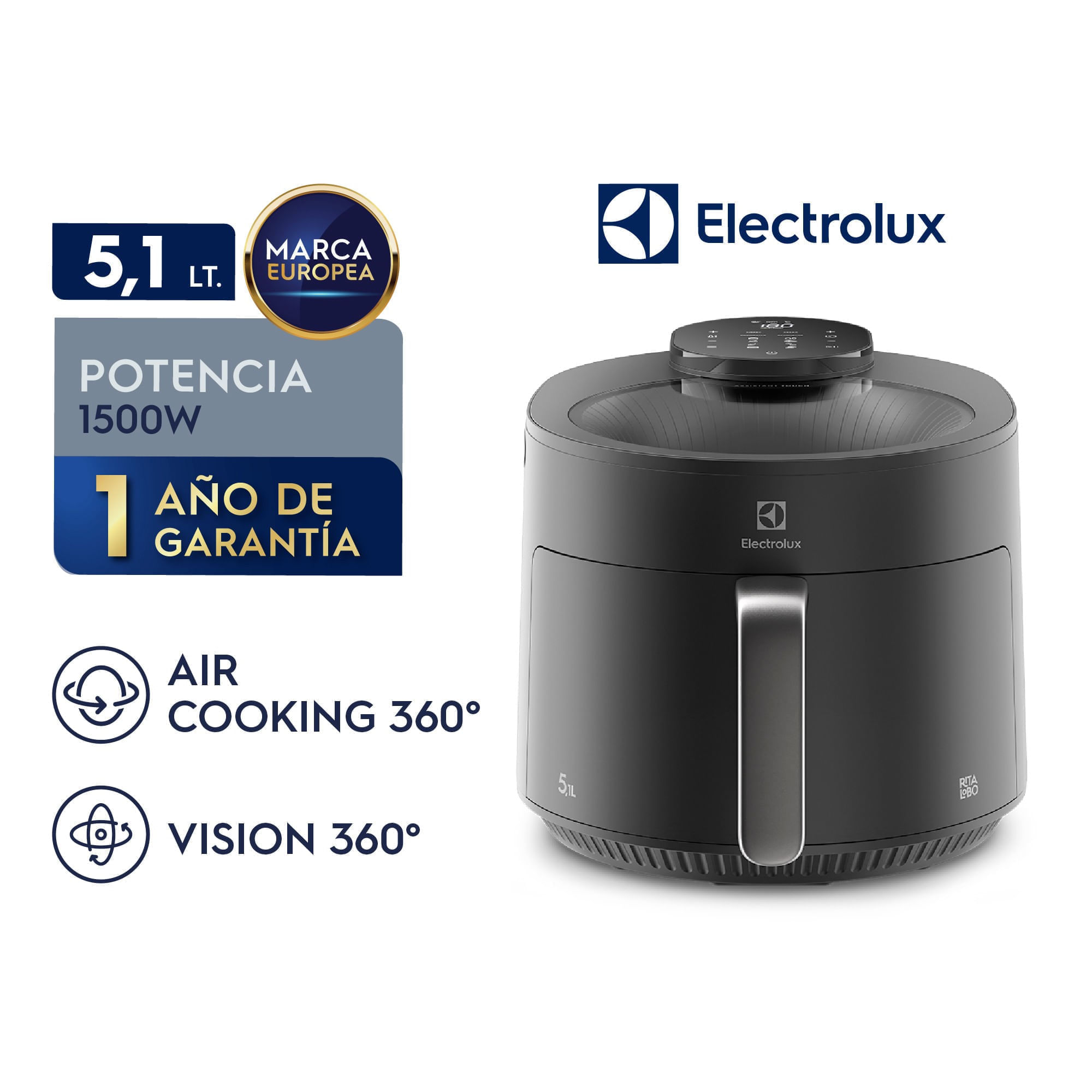 Freidora de Aire EAF170 Electrolux 5,1 L Expert con Vision360