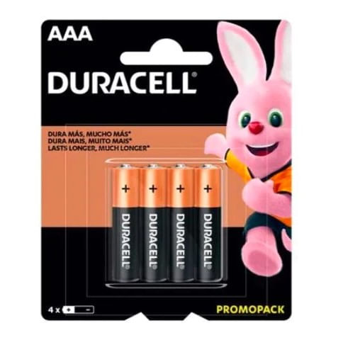 Pilas Alcalinas Duracell de 1,5V AAA - Blíster x4 UND