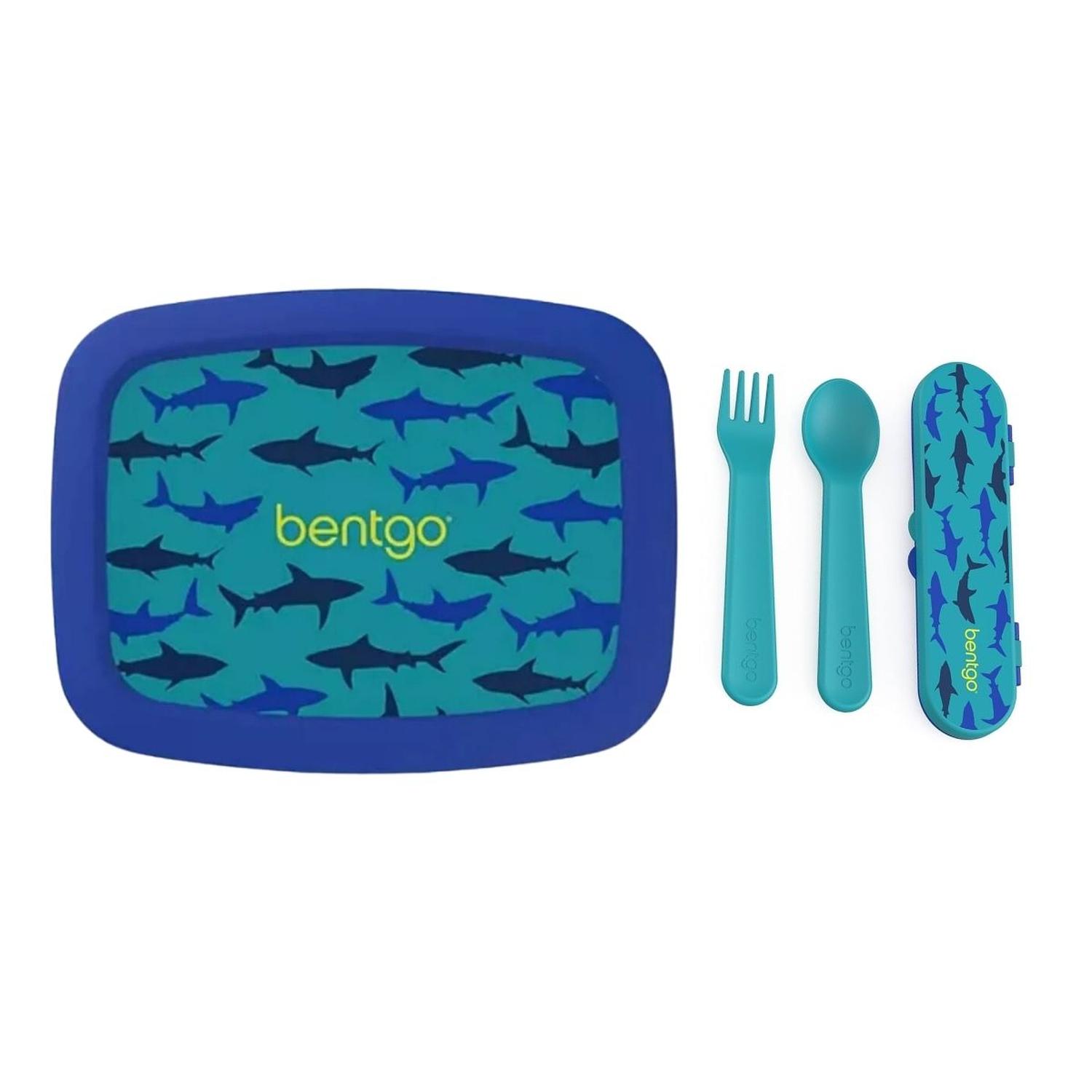 Lonchera y Set de Cubiertos Bentgo - Tiburones