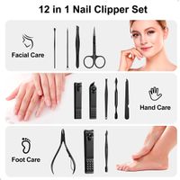 Set Manicure Pedicure Estuche 12 En 1 Kit Acero