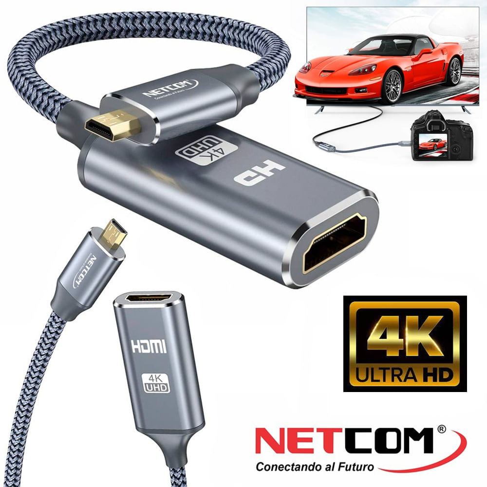 cable adaptador convertidor Micro HDMI macho a HDMI hembra 4k 2.0 60hz