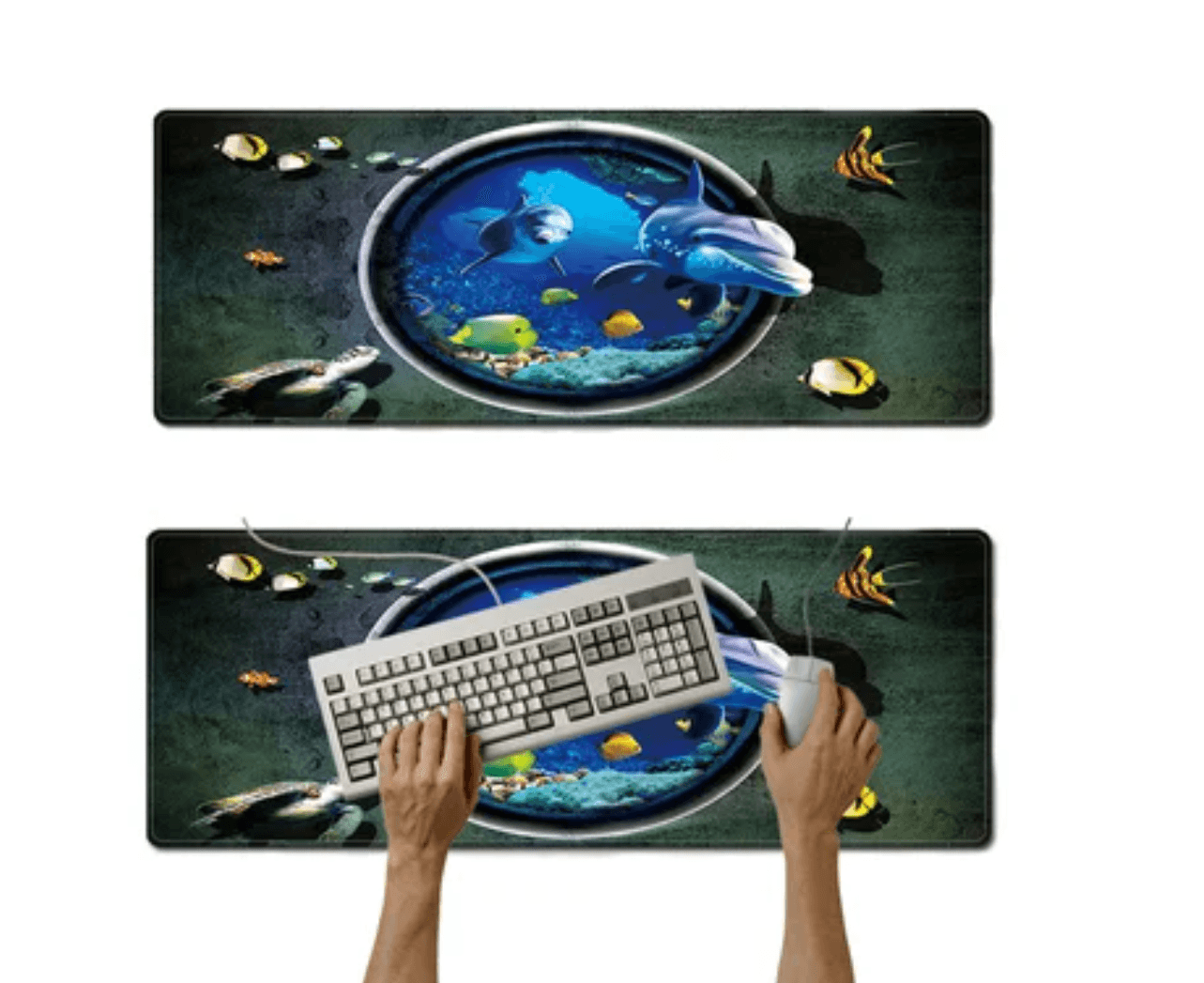 Mouse pad Base Escritorio Extra Large 30x80cm Computador acuario 3d