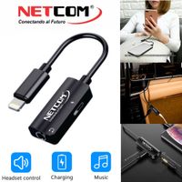 cable Adaptador 2 en 1 LIGHTNING a JACK 3.5mm Netcom iPhone audio y Carga