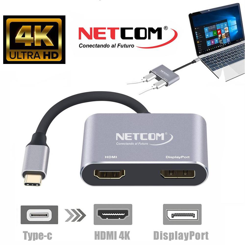 Convertidor Tipo C 2 en 1 HDMI y Displayport 4K Ultra HD 60Hz