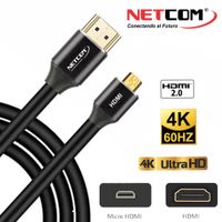 Cable Micro Hdmi a Hdmi 1.8 Metros NETCOM 2.0 4K 60 Hz ULTRA HD