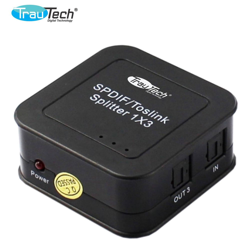 Divisor de Audio Óptico Digital 1x3 Spdif Toslink splitter optico 1x3