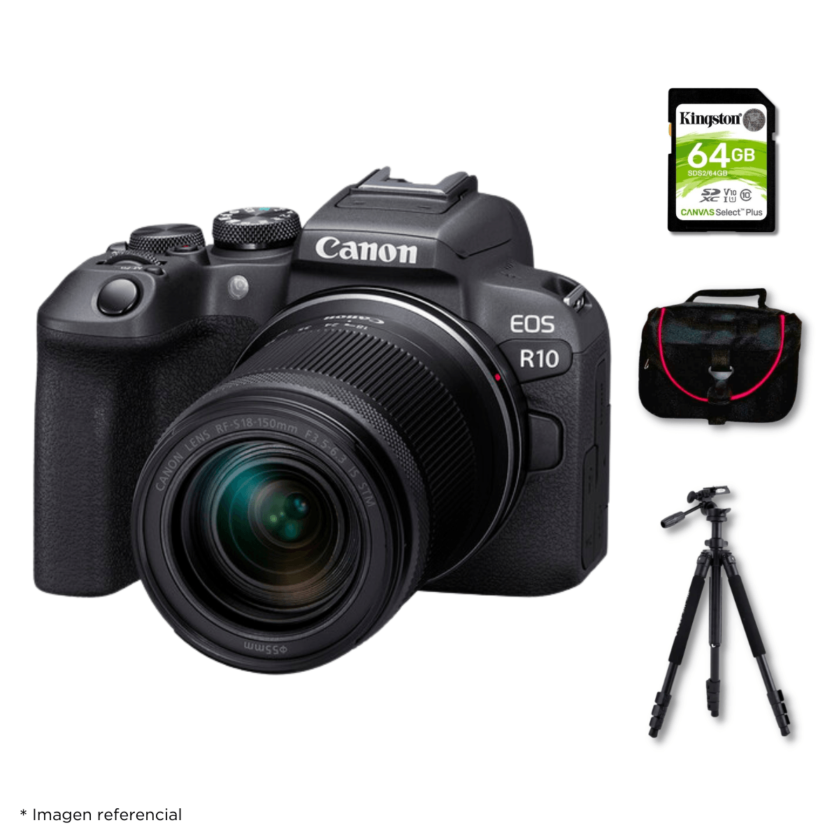 Cámara Mirrorless EOS R10 + Lente RF-S 18-150MM IS STM + Kit Deluxe