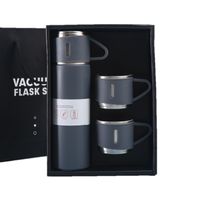 Set de 4 Pz Termo de Acero Inoxidable 500 ml Taza para regalo-Gris