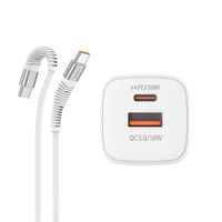 Cargador USB Tipo C MOVISUN MPD 30 USB 3.0 carga rapida 30W cable 1.2m