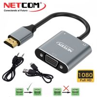 Convertidor HDMI macho a VGA hembra Netcom full HD audio y video 1080P