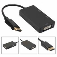 Convertidor 3 en 1 Displayport A Hdmi Vga Dvi Negro adaptador