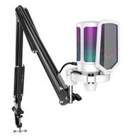 Fifine - Micrófono Ampligame A6T RGB (incluye Brazo) - White