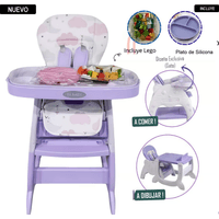 Silla Carpeta Hi Baby Gato 3 en 1 Lila con Plato y Lego