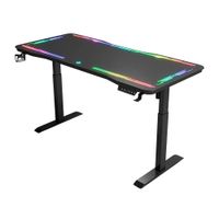 Escritorio Eléctrico Gamer Y109 Superficie de Vidrio Templado con Luces RGB y Altura Ajustable