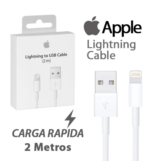 CABLE PARA IPHONE - USB a LIGHTNING - 2 METROS