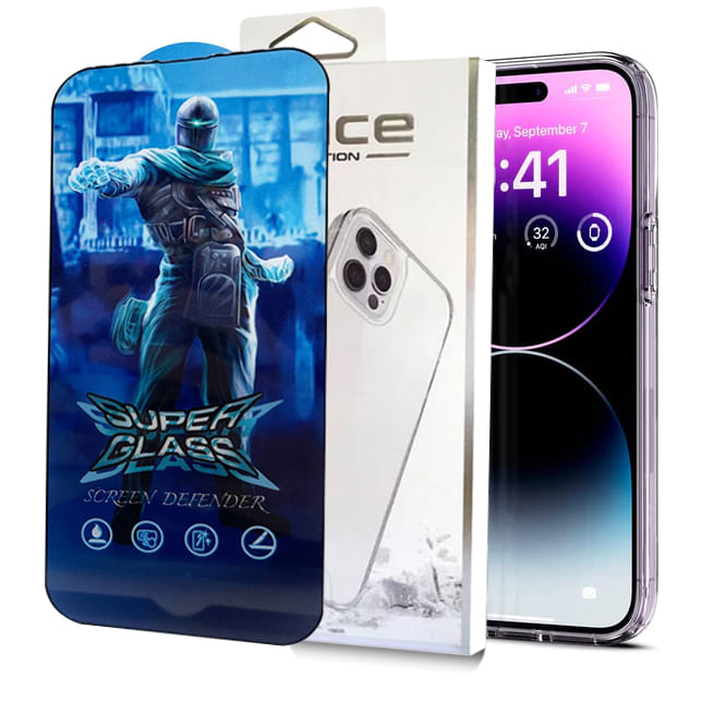 case space transparente iphone 14 plus + mica de vidrio
