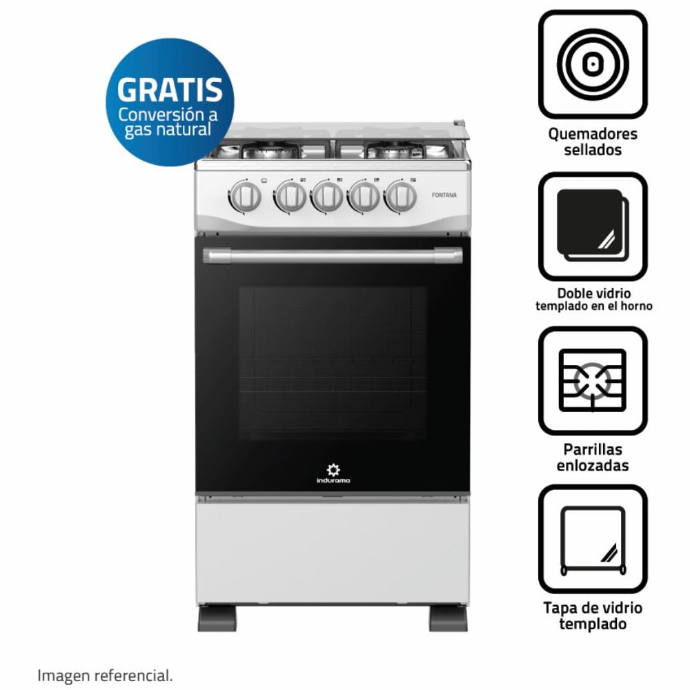 Cocina Indurama 4 Quemadores 85CM Fontana Gris