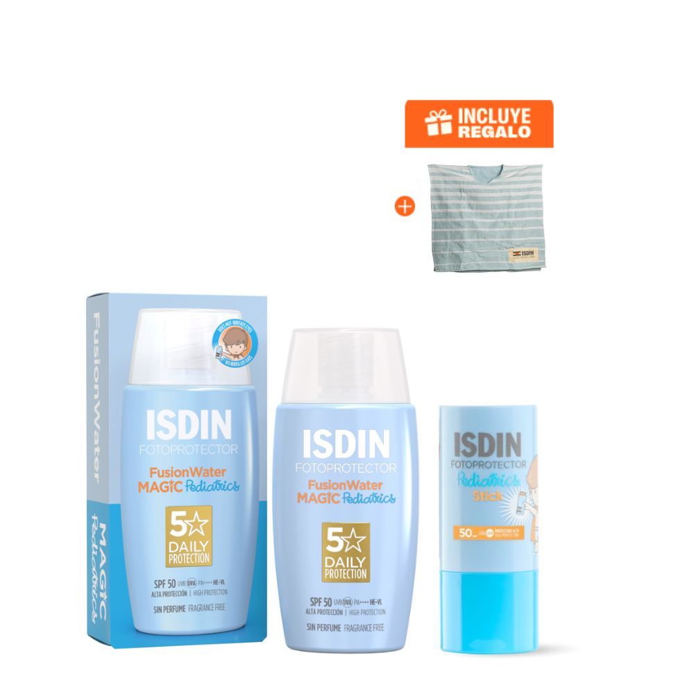 Pack Protector Solar Isdin Pediatrics Fusion Water Magic 50ml + Isdin Fotoprotector Pediátrico en Ba