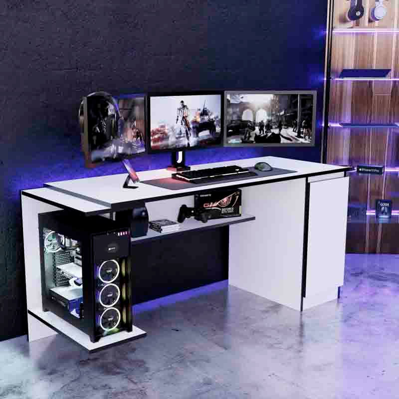 Escritorio Gamer NR 02 140cm 1 Puerta Movenda Blanco