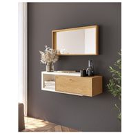 Moderna Consola Flotante Ibis 1 puerta color Blanco/Natural TU MESITA