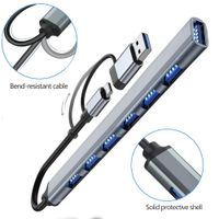 Hub 2 en 1 TIPO C y USB 3.0 6 puertos USB 2.0 y 1 USB 3.0