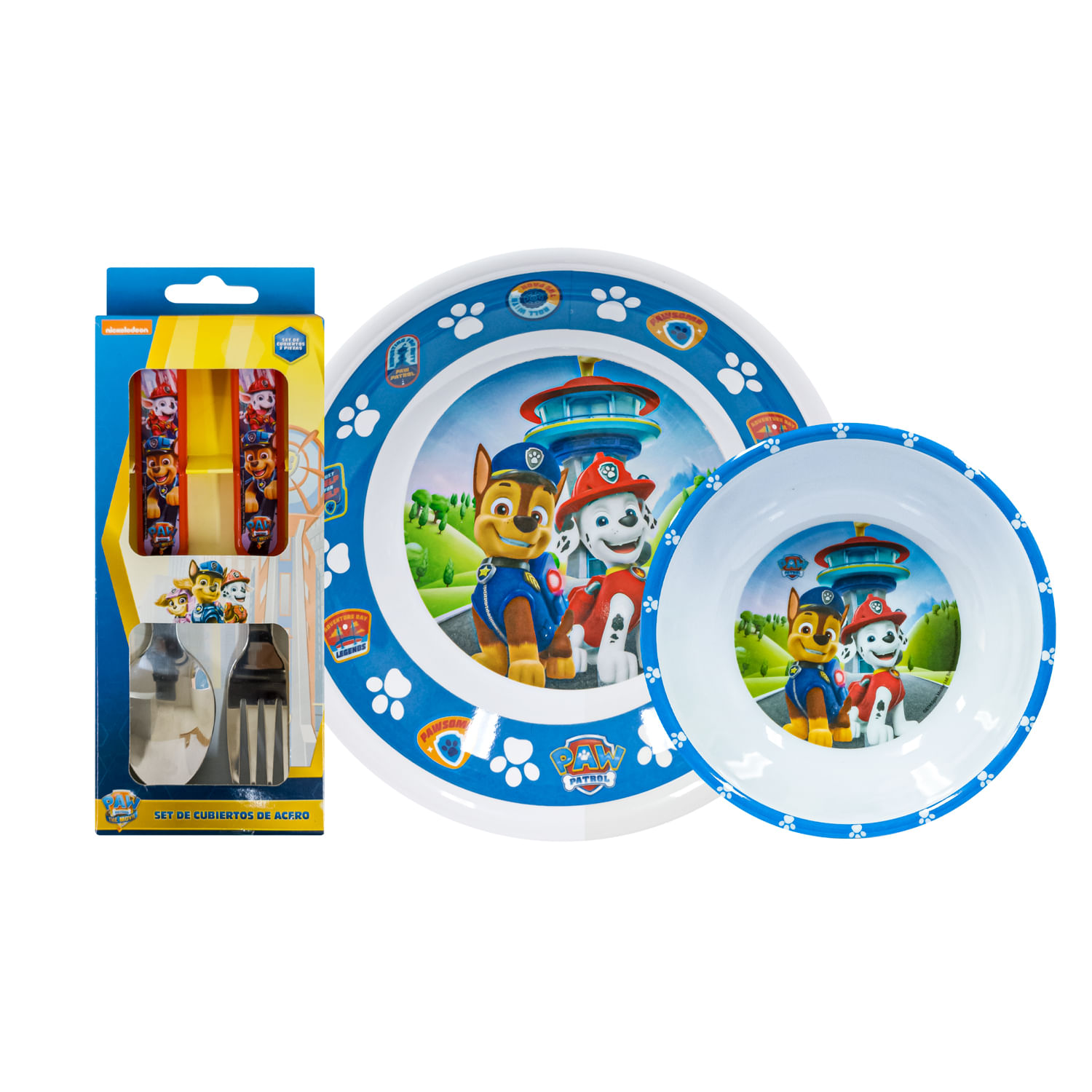 Vajilla Infantil Paw Patrol+Cubierto H core Scool Melamine