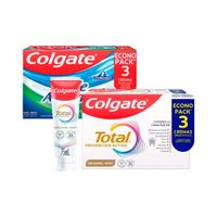 Pack COLGATE: Pasta Dental Triple Acción Pack 3x60ml + Crema Dental Total Original Mint Tubo 75ml Paquete 3un