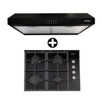 COMBO FDV: Cocina Encimera Crystal I 4gl 60cm Gas GLP + Campana Extractora 60cm Class Black Acero Inoxidable