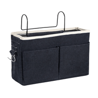 Cesta de Almacenamiento Colgante de Tela con Bolsillos Negro