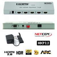Splitter HDMI 1x4 Metalico 2.0 4K 60Hz 4 pantallas Ultra HD RS232