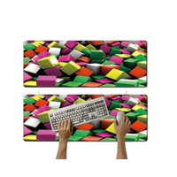 Mouse pad Base Escritorio Extra Large 30x80cm Computador cubos 3D