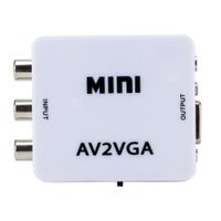 Convertidor Adaptador Av RCA a VGA  AV2VGA 1080p BLANCO salida 3.5mm