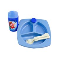 Vajilla Bebe termica Basa Pdivision+Vaso+Cubierto Celest