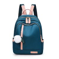 MOCHILA NEW ALEXIA COLOR AZUL CON FRANJA ROSADA