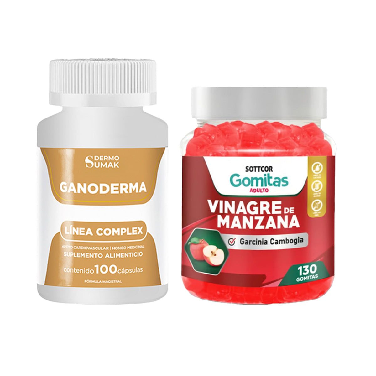 Ganoderma Complex 100 Cap Dermo Sumak + Gomitas Vinagre Manzana