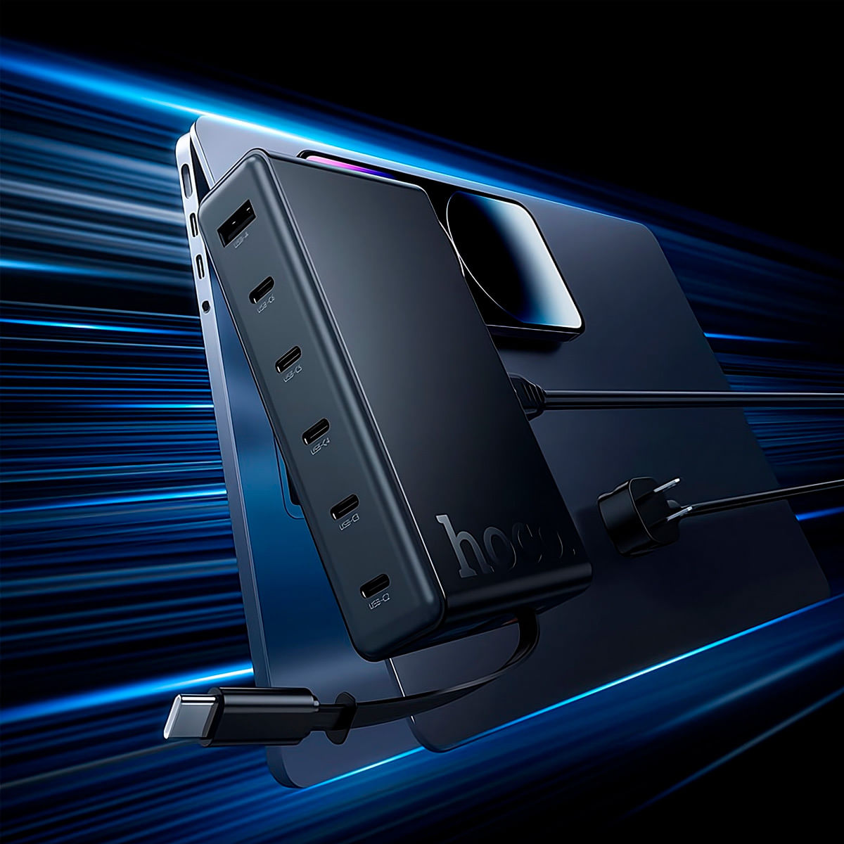 Hoco C151 Cargador Regleta 7 En1 Tipo-c Y Una Usb-a 50w Gan