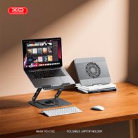 Base Soporte Aluminio Laptop Con Ventilador Plegable Regulable