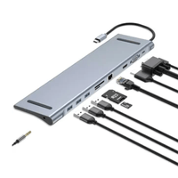 Adaptador Tipo C 10 En 1 Multiport Hub Estacion Lan Hdmi 4k Vga rj45