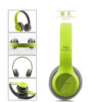 Audifonos 2 En 1 Inalámbricos Y Cable Jack 3.5mm P47 5.0 Tf - VERDE