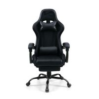 Silla Gamer Negra con Masajeador Reposapiés Reclinable 150° RIK-101AB